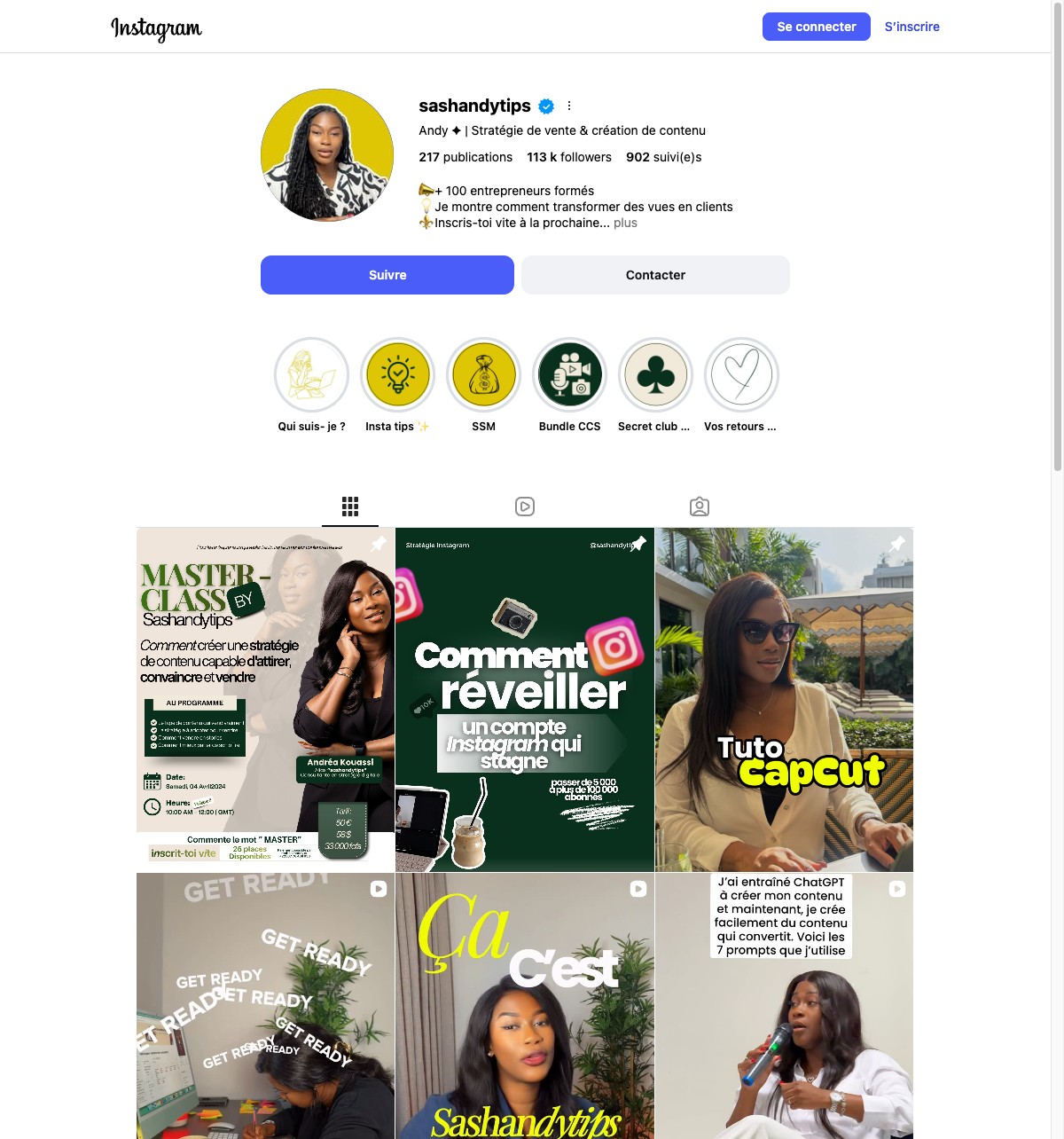 Instagram profile - sashandytips